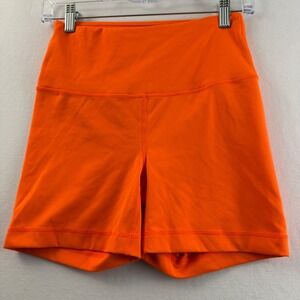 Yogalicious Lux Biker Shorts Womens Small Orange High Waist Athletic Yoga NWOT